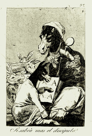Francisco de Goya, Blatt 37 aus „Los Caprichos“: Ob er wohl mehr weiß der Schüler?, um 1798. Foto: Morat-Institut, Freiburg i.Br.