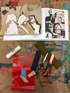 Material-Collage in der museumseigenen werk.statt  Foto: Museum Lothar Fischer