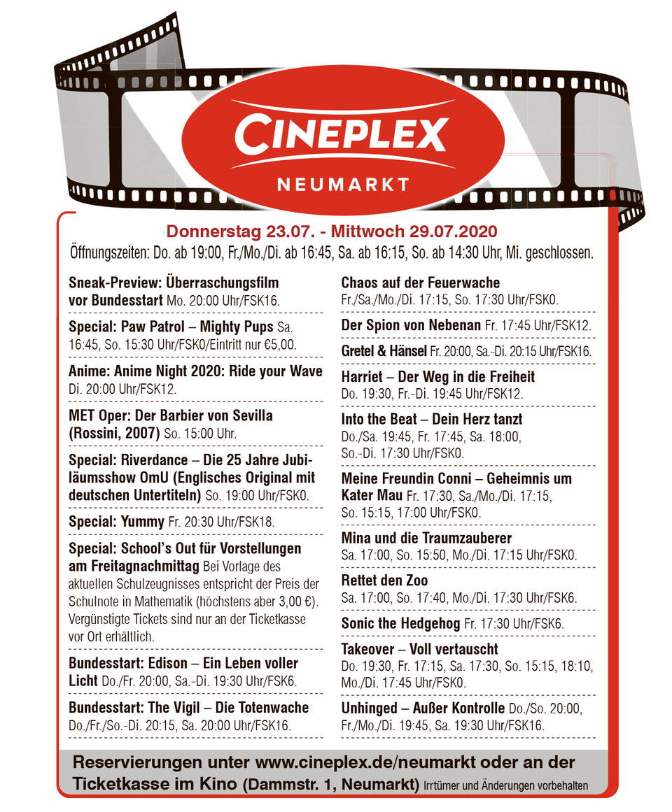 Kinoprogramm Cineplex Neumarkt - Neumarkt TV